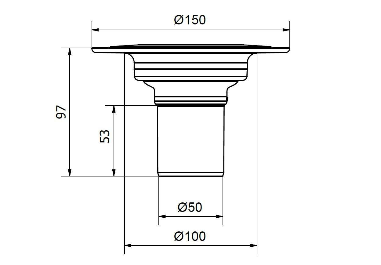 Safe Overflow 50, Ø 50 mm-es padlóösszefolyó automatikus, kiemelhető bűzzárral és szorítógyűrűvel