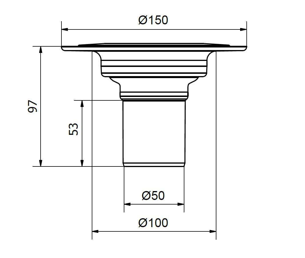 Safe Overflow 50, lapburkolatokhoz szorítókerettel készült, szigetelőgallérral ellátott, Ø 50 mm-es padóösszefolyó