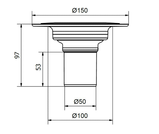 Safe Overflow 50, lapburkolatokhoz szorítókerettel készült, szigetelőgallérral ellátott, Ø 50 mm-es padóösszefolyó