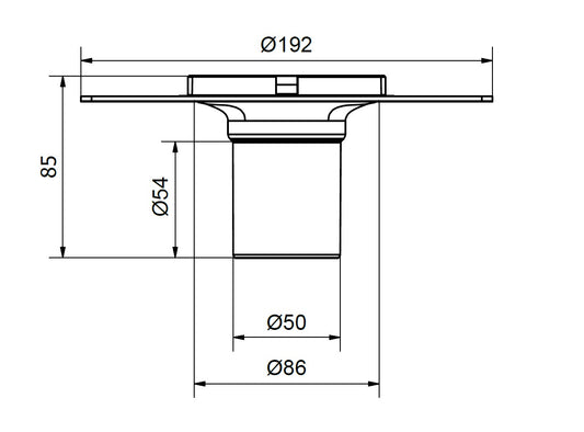 Safe Overflow 50, lapburkolatokhoz ragasztóperemes kivitelben készült, szigetelőgallérral ellátott, Ø 50 mm-es padóösszefolyó
