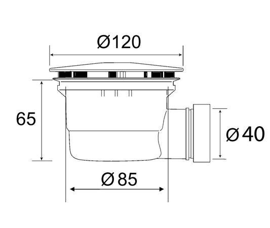 Zuhanylefolyó bűzzárral, és krómozott fedlappal, Ø40 x 90 mm átmérőjű kiömlőnyílásokhoz