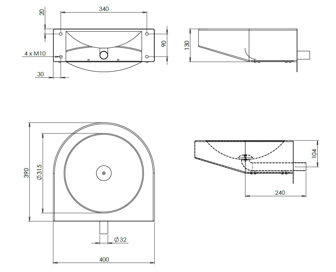 V219 mozgáskorlátozottak számára kialakított, falra szerelhető mosdó
