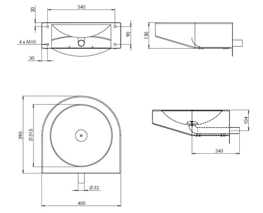 V219 mozgáskorlátozottak számára kialakított, falra szerelhető mosdó