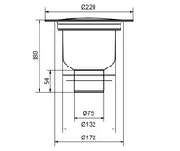 Brage 75, Ø 75 mm-es, rövid függőleges kifolyócsonkkal készülő padlóösszefolyó
