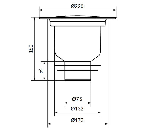 Brage 75, Ø 75 mm-es, rövid függőleges kifolyócsonkkal készülő padlóösszefolyó