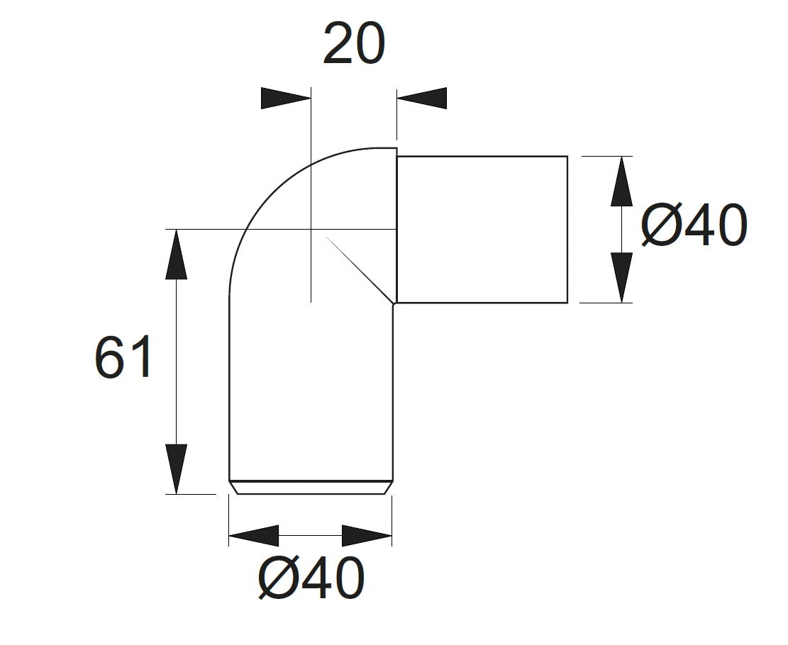 Bend 90, 90°-os, Ø40 mm-es műanyag szennyvízcső könyök