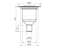 Brage 50,  Ø 50 mm-es függőleges kifolyócsonkkal készülő padlóösszefolyó