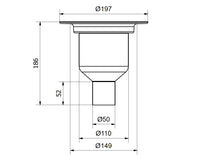 Mini Brage 50, Ø 50 mm-es függőleges kifolyócsonkkal készülő padlóösszefolyó