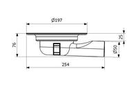 Minimax 50, Ø 50 mm-es vízszintes kifolyócsonkkal készülő padlóösszefolyó