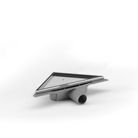 Purus Corner Tile Insert, szerelőkészlettel - 59 mm szerkezeti magasságú összefolyó, Ø 50 mm-es vízszintes kifolyócsonkkal