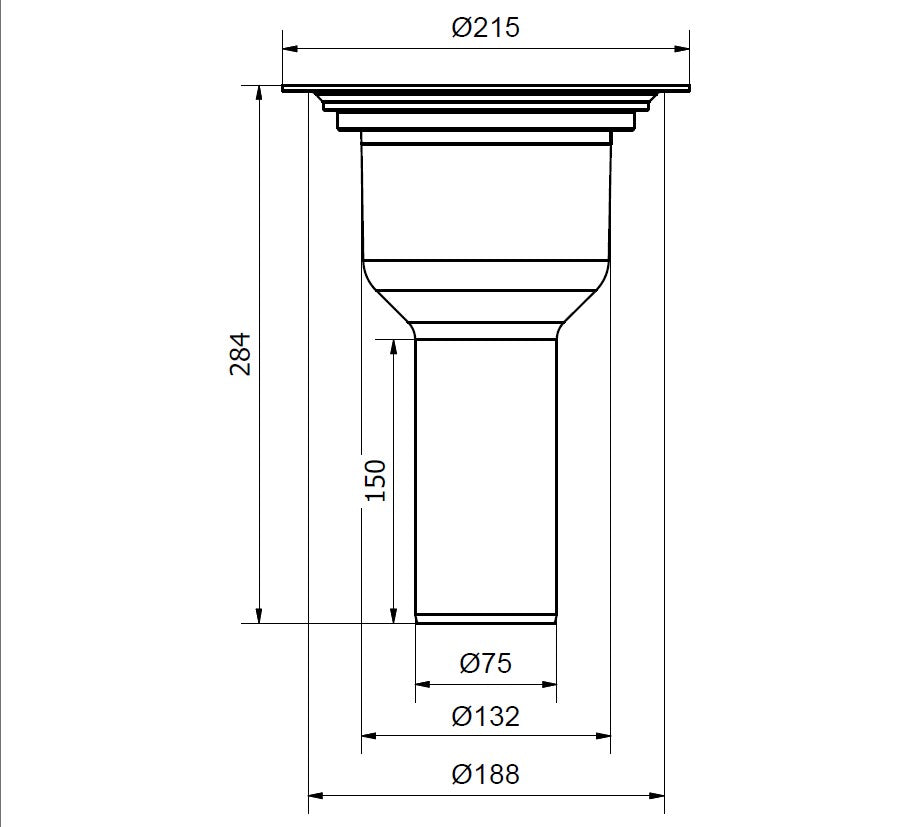 S-Serie Brage 75, Ø 75 mm-es függőleges kifolyócsonkkal készült, beton vagy fafödémekhez ajánlott padlóösszefolyó