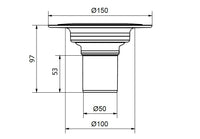 Safe Overflow 50, Ø 50 mm-es padlóösszefolyó automatikus, kiemelhető bűzzárral és szorítógyűrűvel