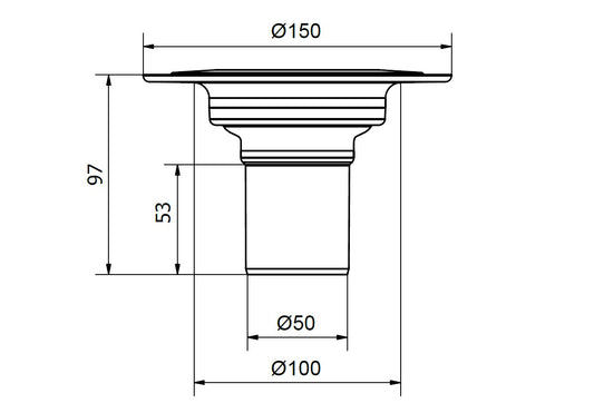 Safe Overflow 50, Ø 50 mm-es padlóösszefolyó automatikus, kiemelhető bűzzárral és szorítógyűrűvel