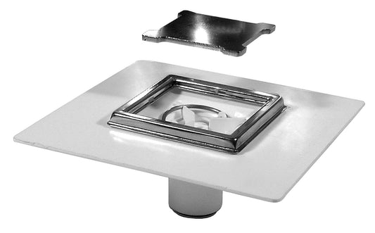 Safe Overflow 50, lapburkolatokhoz ragasztóperemes kivitelben készült, szigetelőgallérral ellátott, Ø 50 mm-es padóösszefolyó