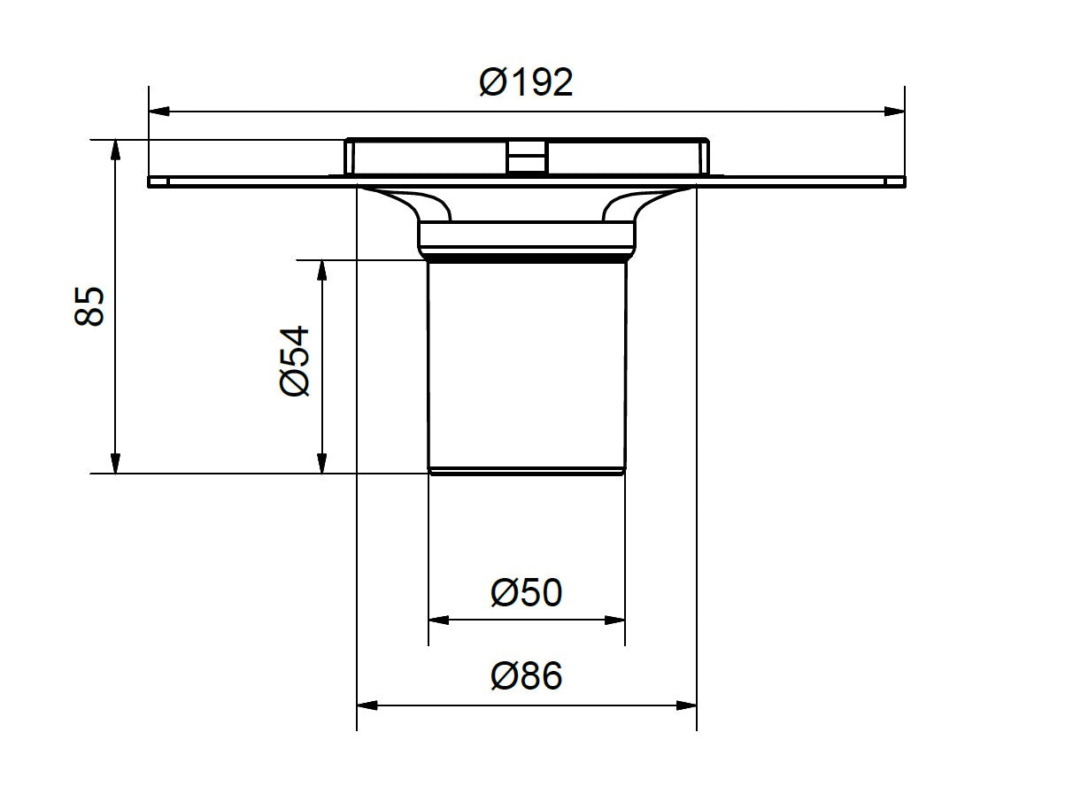 Safe Overflow 50, lapburkolatokhoz ragasztóperemes kivitelben készült, szigetelőgallérral ellátott, Ø 50 mm-es padóösszefolyó