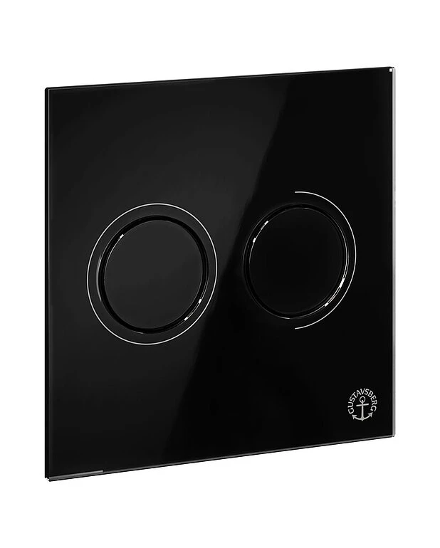 Öblítőgomb XS - fali kezelőpanel, kerek, Kettős öblítés, fekete