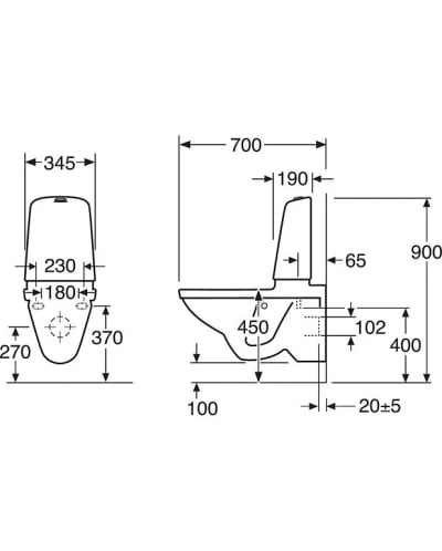 Fali WC Nautic 1522 - tartállyal, Hygienic Flush - 1
