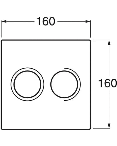 Öblítőgomb XS- fali kezelőpanel, kerek, Kettős öblítés, fehér üveg - 1